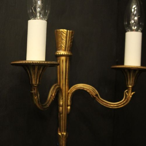 FRENCH PAIR OF GILDED EMPIRE ANTIQUE WALL LIGHTS - ADDITIONAL PHOTO 6