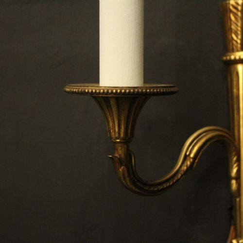 FRENCH PAIR OF GILDED EMPIRE ANTIQUE WALL LIGHTS - ADDITIONAL PHOTO 7