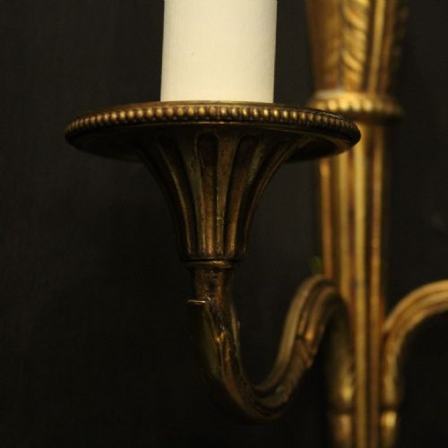 FRENCH PAIR OF GILDED EMPIRE ANTIQUE WALL LIGHTS - ADDITIONAL PHOTO 8