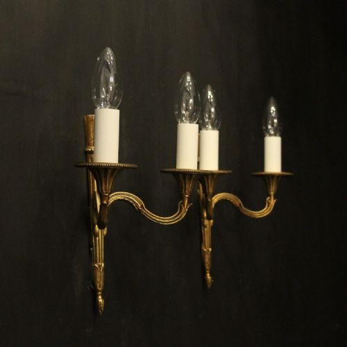 FRENCH PAIR OF GILDED EMPIRE ANTIQUE WALL LIGHTS - ADDITIONAL PHOTO 9