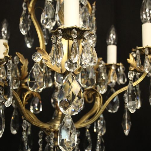 FRENCH GILDED BRASS CRYSTAL BIRDCAGE ANTIQUE CHANDELIER - ADDITIONAL PHOTO 3