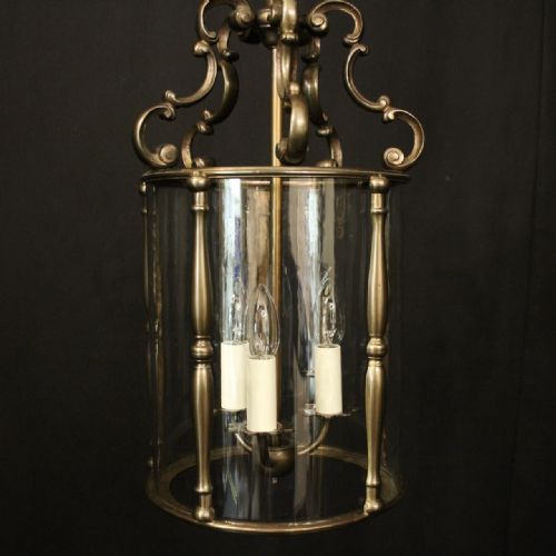 FRENCH BRONZE TRIPLE LIGHT ANTIQUE LANTERN - ADDITIONAL PHOTO 1