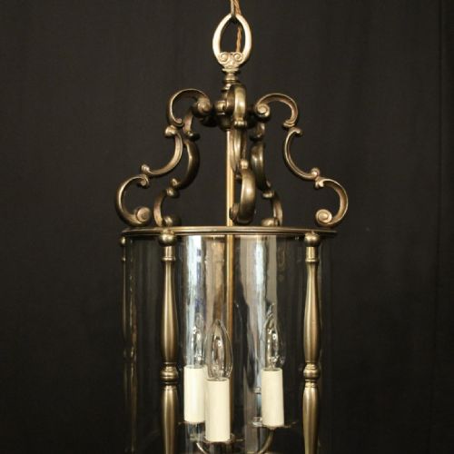 FRENCH BRONZE TRIPLE LIGHT ANTIQUE LANTERN - ADDITIONAL PHOTO 2