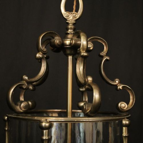 FRENCH BRONZE TRIPLE LIGHT ANTIQUE LANTERN - ADDITIONAL PHOTO 4