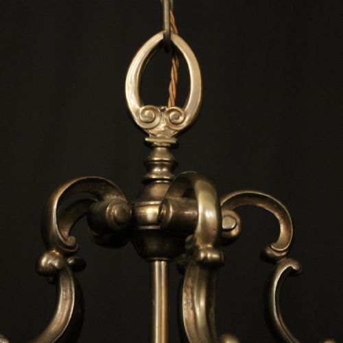 FRENCH BRONZE TRIPLE LIGHT ANTIQUE LANTERN - ADDITIONAL PHOTO 5