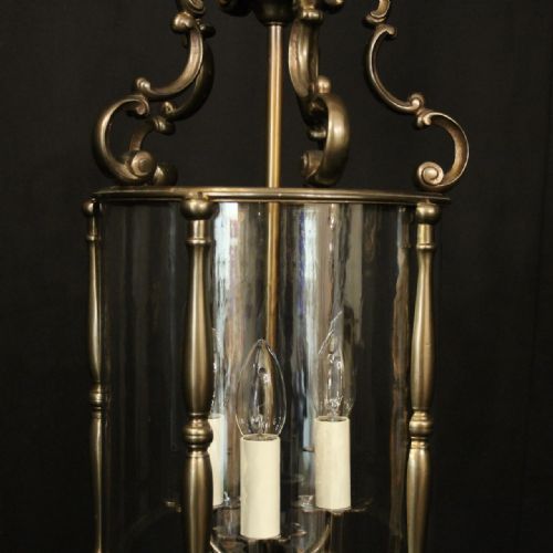 FRENCH BRONZE TRIPLE LIGHT ANTIQUE LANTERN - ADDITIONAL PHOTO 6