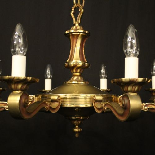 FRENCH GILDED BRASS 8 LIGHT CHANDELIER - ADDITIONAL PHOTO 2