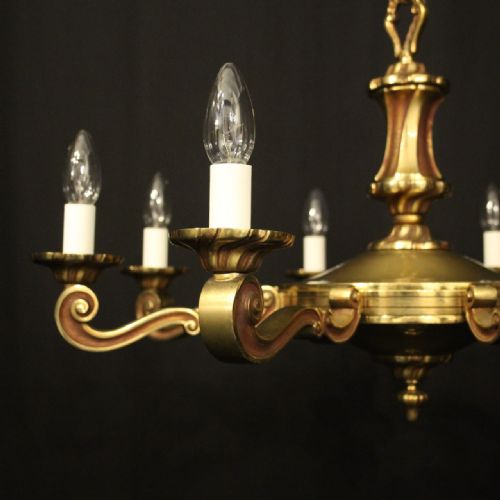 FRENCH GILDED BRASS 8 LIGHT CHANDELIER - ADDITIONAL PHOTO 3