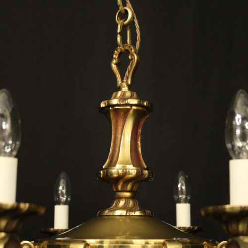 FRENCH GILDED BRASS 8 LIGHT CHANDELIER - ADDITIONAL PHOTO 4