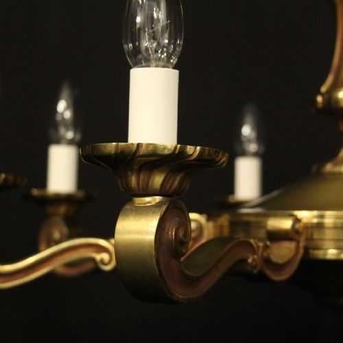 FRENCH GILDED BRASS 8 LIGHT CHANDELIER - ADDITIONAL PHOTO 6