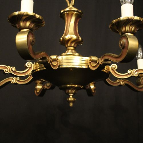 FRENCH GILDED BRASS 8 LIGHT CHANDELIER - ADDITIONAL PHOTO 8