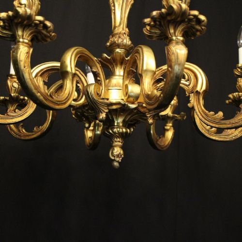 FRENCH GILDED BRONZE 8 LIGHT ANTIQUE CHANDELIER - ADDITIONAL PHOTO 8
