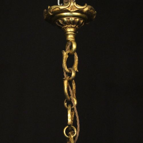 FRENCH GILDED BRONZE 8 LIGHT ANTIQUE CHANDELIER - ADDITIONAL PHOTO 9
