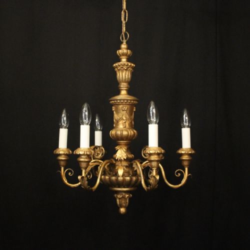 italian florentine 6 light giltwood chandelier - CATEGORY: ANTIQUE LIGHTING - DATED 1930