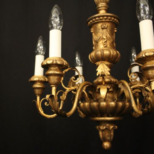 ITALIAN FLORENTINE 6 LIGHT GILTWOOD CHANDELIER - ADDITIONAL PHOTO 1