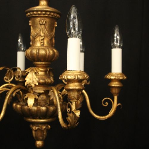 ITALIAN FLORENTINE 6 LIGHT GILTWOOD CHANDELIER - ADDITIONAL PHOTO 2