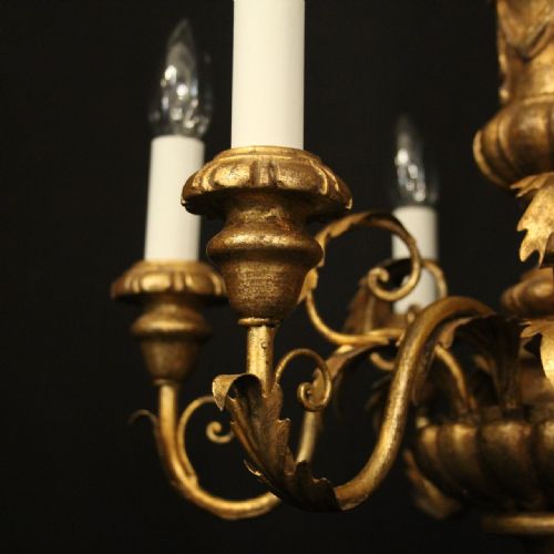 ITALIAN FLORENTINE 6 LIGHT GILTWOOD CHANDELIER - ADDITIONAL PHOTO 3