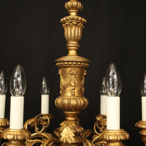 ITALIAN FLORENTINE 6 LIGHT GILTWOOD CHANDELIER - ADDITIONAL PHOTO 6