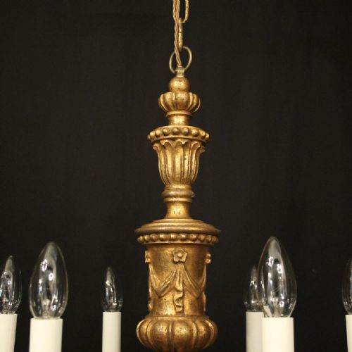ITALIAN FLORENTINE 6 LIGHT GILTWOOD CHANDELIER - ADDITIONAL PHOTO 7