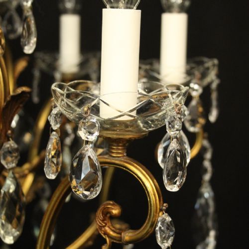 FRENCH 12 LIGHT GILDED BRASS CRYSTAL ANTIQUE CHANDELIER - ADDITIONAL PHOTO 6