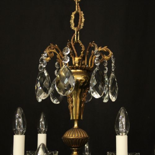 FRENCH 12 LIGHT GILDED BRASS CRYSTAL ANTIQUE CHANDELIER - ADDITIONAL PHOTO 8