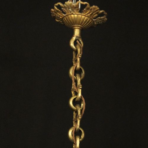FRENCH 19TH CENTURY GILDED BRONZE 6 LIGHT ANTIQUE CHANDELIER - ADDITIONAL PHOTO 9