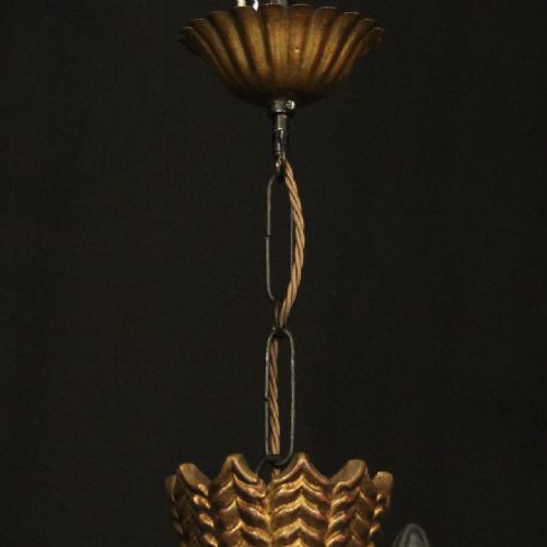 ITALIAN EBONISED GILTWOOD 6 LIGHT CHANDELIER - ADDITIONAL PHOTO 9