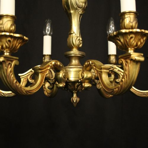 FRENCH GILDED BRONZE 6 LIGHT ANTIQUE CHANDELIER - ADDITIONAL PHOTO 3