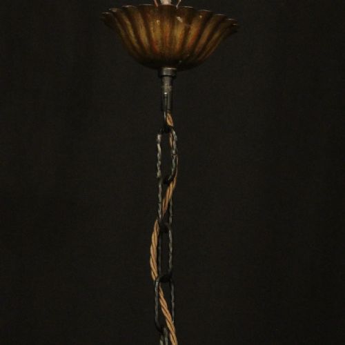 ITALIAN EBONISED GILTWOOD 6 LIGHT CHANDELIER - ADDITIONAL PHOTO 9