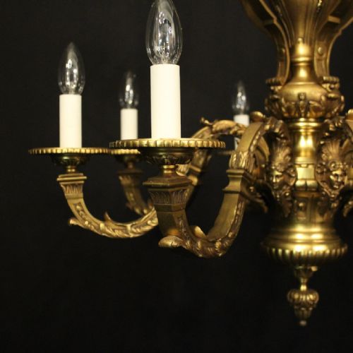 FRENCH GILDED BRONZE 8 LIGHT ANTIQUE CHANDELIER - ADDITIONAL PHOTO 1