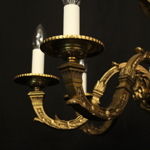 FRENCH GILDED BRONZE 8 LIGHT ANTIQUE CHANDELIER - ADDITIONAL PHOTO 2