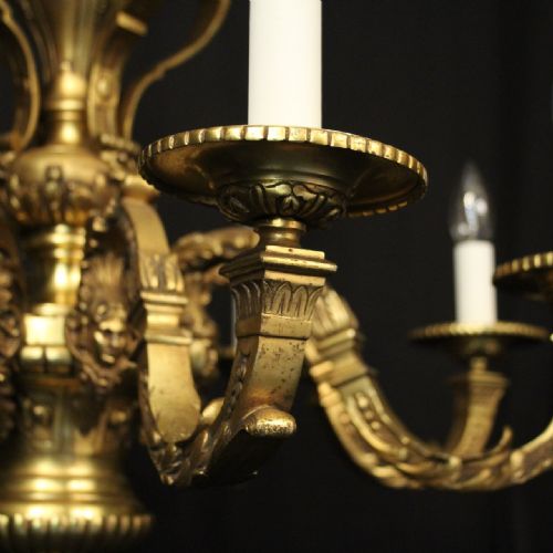 FRENCH GILDED BRONZE 8 LIGHT ANTIQUE CHANDELIER - ADDITIONAL PHOTO 5