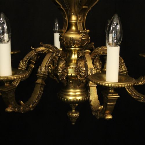 FRENCH GILDED BRONZE 8 LIGHT ANTIQUE CHANDELIER - ADDITIONAL PHOTO 6