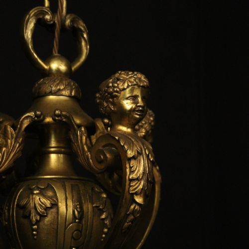 FRENCH GILDED BRONZE 8 LIGHT ANTIQUE CHANDELIER - ADDITIONAL PHOTO 9