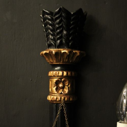 ITALIAN PAIR OF EBONISED GILTWOOD WALL LIGHTS - ADDITIONAL PHOTO 1