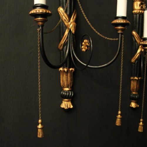 ITALIAN PAIR OF EBONISED GILTWOOD WALL LIGHTS - ADDITIONAL PHOTO 8