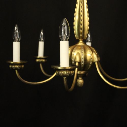 FRENCH GILDED BRONZE 6 LIGHT ANTIQUE CHANDELIER - ADDITIONAL PHOTO 1