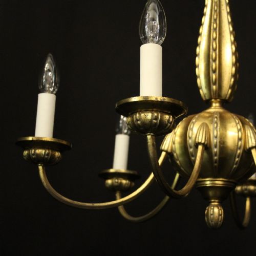 FRENCH GILDED BRONZE 6 LIGHT ANTIQUE CHANDELIER - ADDITIONAL PHOTO 2