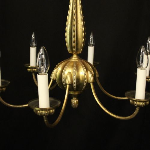 FRENCH GILDED BRONZE 6 LIGHT ANTIQUE CHANDELIER - ADDITIONAL PHOTO 4
