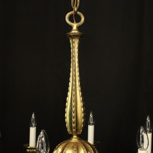 FRENCH GILDED BRONZE 6 LIGHT ANTIQUE CHANDELIER - ADDITIONAL PHOTO 6
