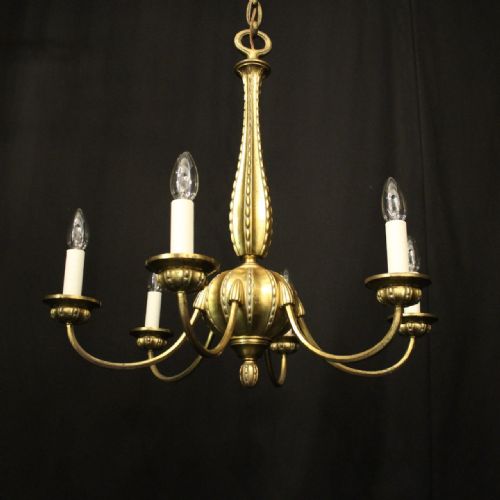 FRENCH GILDED BRONZE 6 LIGHT ANTIQUE CHANDELIER - ADDITIONAL PHOTO 8