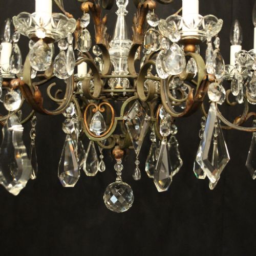 FRENCH POLYCHROME WROUGHT IRON 8 LIGHT ANTIQUE CHANDELIER - ADDITIONAL PHOTO 4