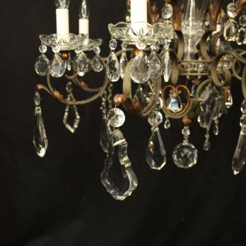 FRENCH POLYCHROME WROUGHT IRON 8 LIGHT ANTIQUE CHANDELIER - ADDITIONAL PHOTO 5