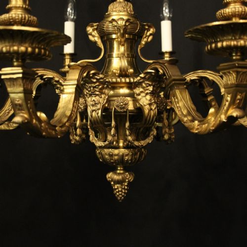 FRENCH 19TH CENTURY GILDED BRONZE 8 LIGHT ANTIQUE CHANDELIER - ADDITIONAL PHOTO 2