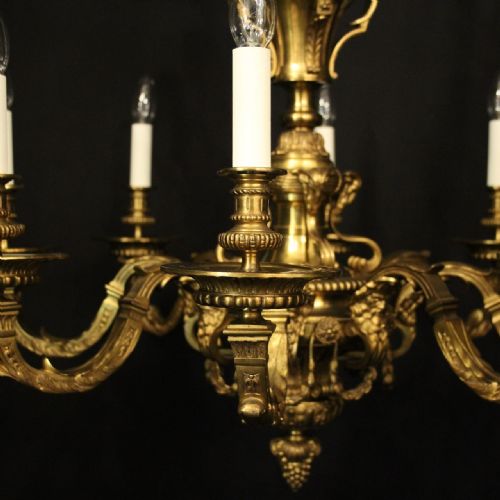 FRENCH 19TH CENTURY GILDED BRONZE 8 LIGHT ANTIQUE CHANDELIER - ADDITIONAL PHOTO 3