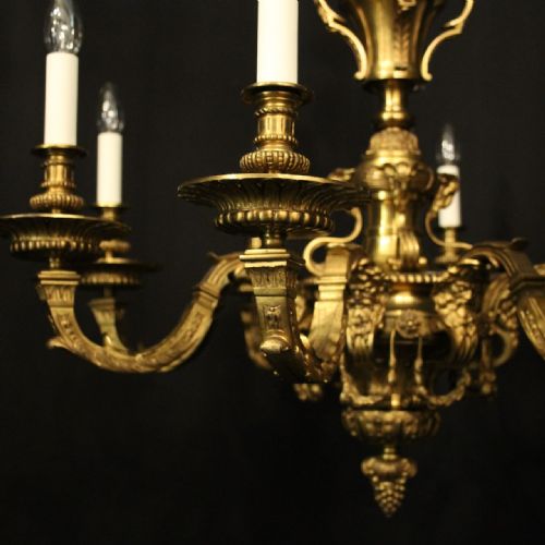 FRENCH 19TH CENTURY GILDED BRONZE 8 LIGHT ANTIQUE CHANDELIER - ADDITIONAL PHOTO 4