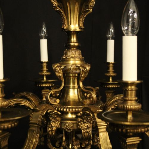 FRENCH 19TH CENTURY GILDED BRONZE 8 LIGHT ANTIQUE CHANDELIER - ADDITIONAL PHOTO 8