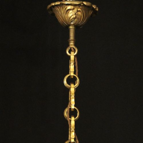 FRENCH 19TH CENTURY GILDED BRONZE 8 LIGHT ANTIQUE CHANDELIER - ADDITIONAL PHOTO 9