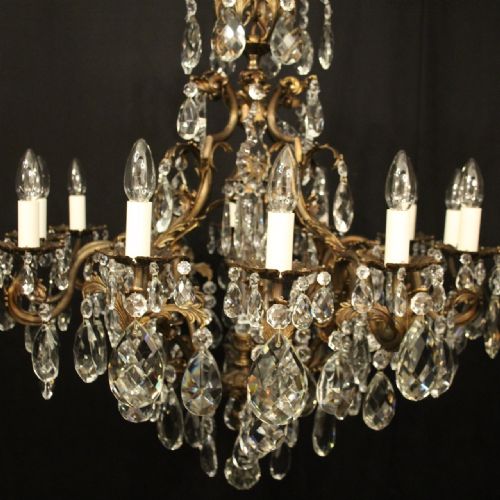 FRENCH GILDED BRONZE 13 LIGHT BIRDCAGE ANTIQUE CHANDELIER - ADDITIONAL PHOTO 1