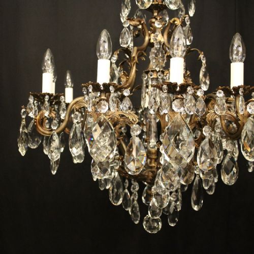 FRENCH GILDED BRONZE 13 LIGHT BIRDCAGE ANTIQUE CHANDELIER - ADDITIONAL PHOTO 4